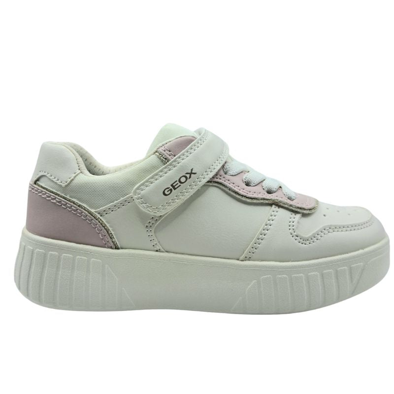 Geox J Mikiroshi Girl J55DVA000BCC1M8W Sneaker για κορίτσι σε συνθετικό δέρμα Ρόζ Κρέμ Λευκό