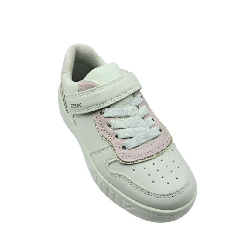 Geox J Mikiroshi Girl J55DVA000BCC1M8W Sneaker για κορίτσι σε συνθετικό δέρμα Ρόζ Κρέμ Λευκό