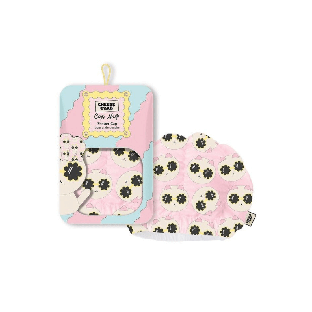 1pc Shower Cap - Αδιάβροχο Ροζ Σκουφάκι Για Ντουζ Με Σχέδιο Γάτες - Pink Cat | Cheesecake