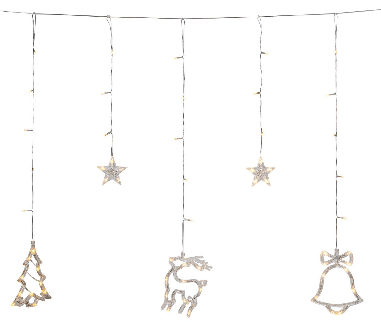 138 Led Ασύμμετρη Κουρτίνα Με Πρόγραμμα ,Μετασχηματιστή Ip44 Και Διακοσμητικές Φιγούρες ,Διάφανο Καλώδιο / Θερμό Λαμπάκι 250 x 90cm