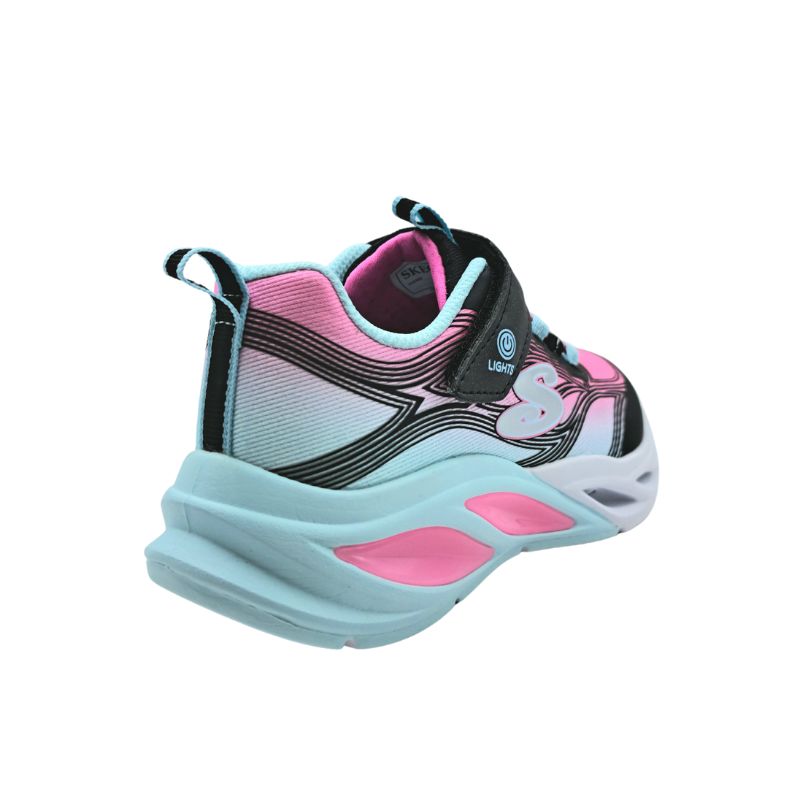 Skechers 303712L-BKMT Αθλητικό με φωτάκια για κορίτσι σε συνθετικό δέρμα και ύφασμα Μαύρο-Ροζ-Πολύχρωμο