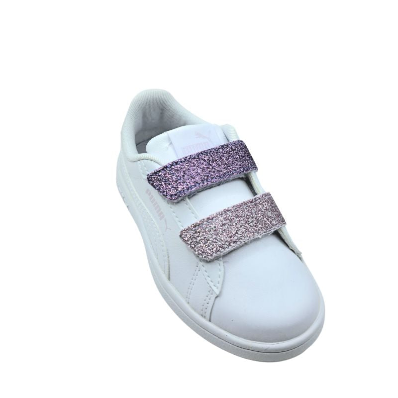Puma Smsh 3.0L GlittrVlcr V PS 395609 06 Sneaker για κορίτσι σε συνθετικό δέρμα Glitter Μωβ-Λευκό