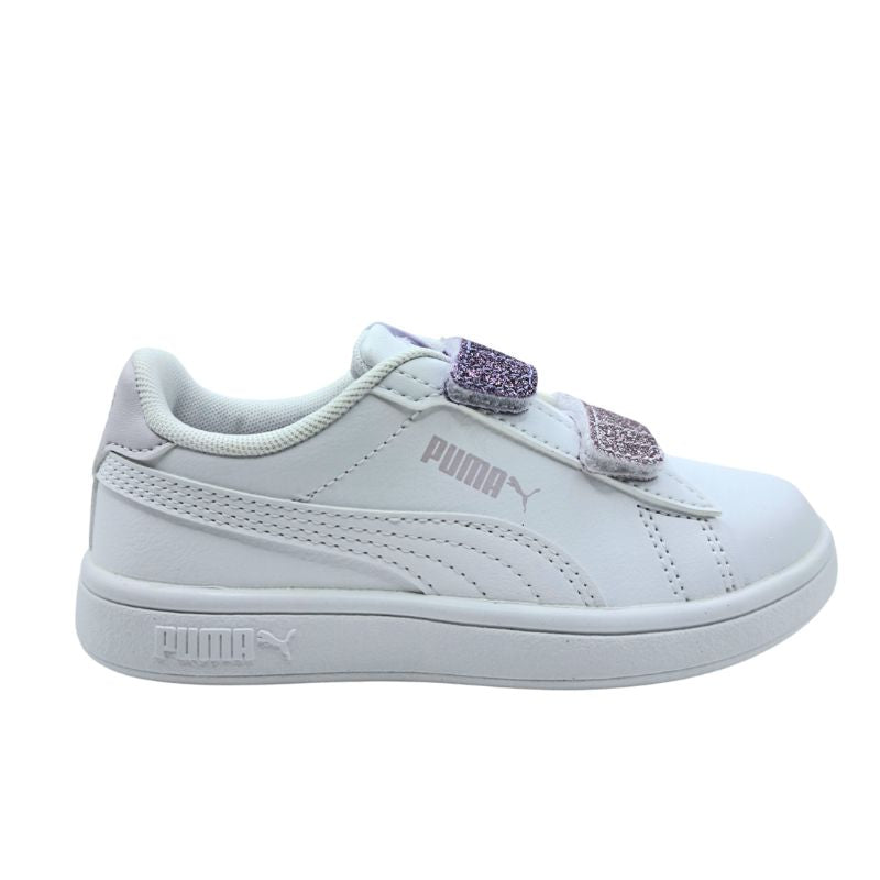Puma Smsh 3.0L GlittrVlcr V PS 395609 06 Sneaker για κορίτσι σε συνθετικό δέρμα Glitter Μωβ-Λευκό