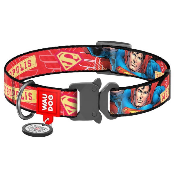 Wau Dog Περιλαίμιο Σκύλου "Super Hero" Με Smart ID & Μεταλλικό Κούμπωμα - 2x24-40cm
