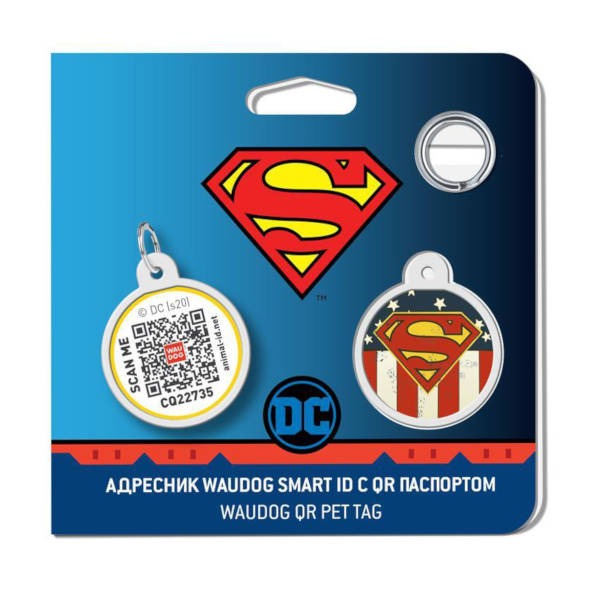 Wau Dog Smart ID "Superman Flag" - Μεταλλική Ταυτότητα Με QR Code 25mm