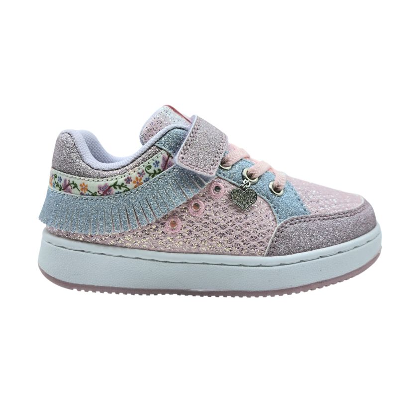 Lelli Kelly LKAL8054-ROLI Frangetta Mix Sneaker για κορίτσι σε συνθετικό δέρμα και ύφασμα Glitter Ροζ-Λιλά