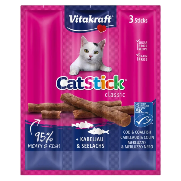 Vitakraft Cat Stick Μπακαλιάρος Τόνος 3τεμ.