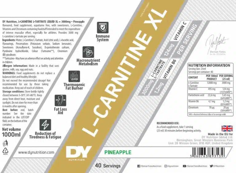 Dorian Yates Nutrition L-Carnitine XL (1000 ml)