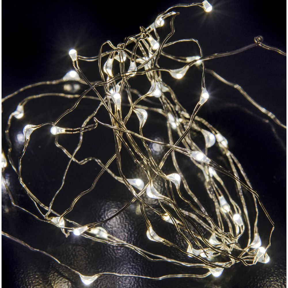 100 Microled Σύρμα Ασημί/Λευκό 8 Προγράμματα 5μ. Εσωτ./Εξωτ. Χώρου