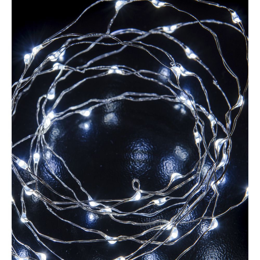 50 Microled Σύρμα Μπαταρίας Ασημί/Πάγου Σταθερό 2,5μ.