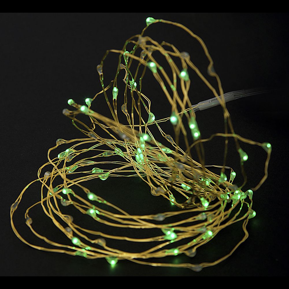 100 Microled Χρυσό/Πράσινο 8 Προγράμματα 5μ. Εσωτ./Εξωτ. Χώρου