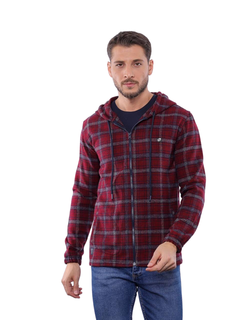 Ζακέτα πουκάμισο με κουκούλα 100% Wool