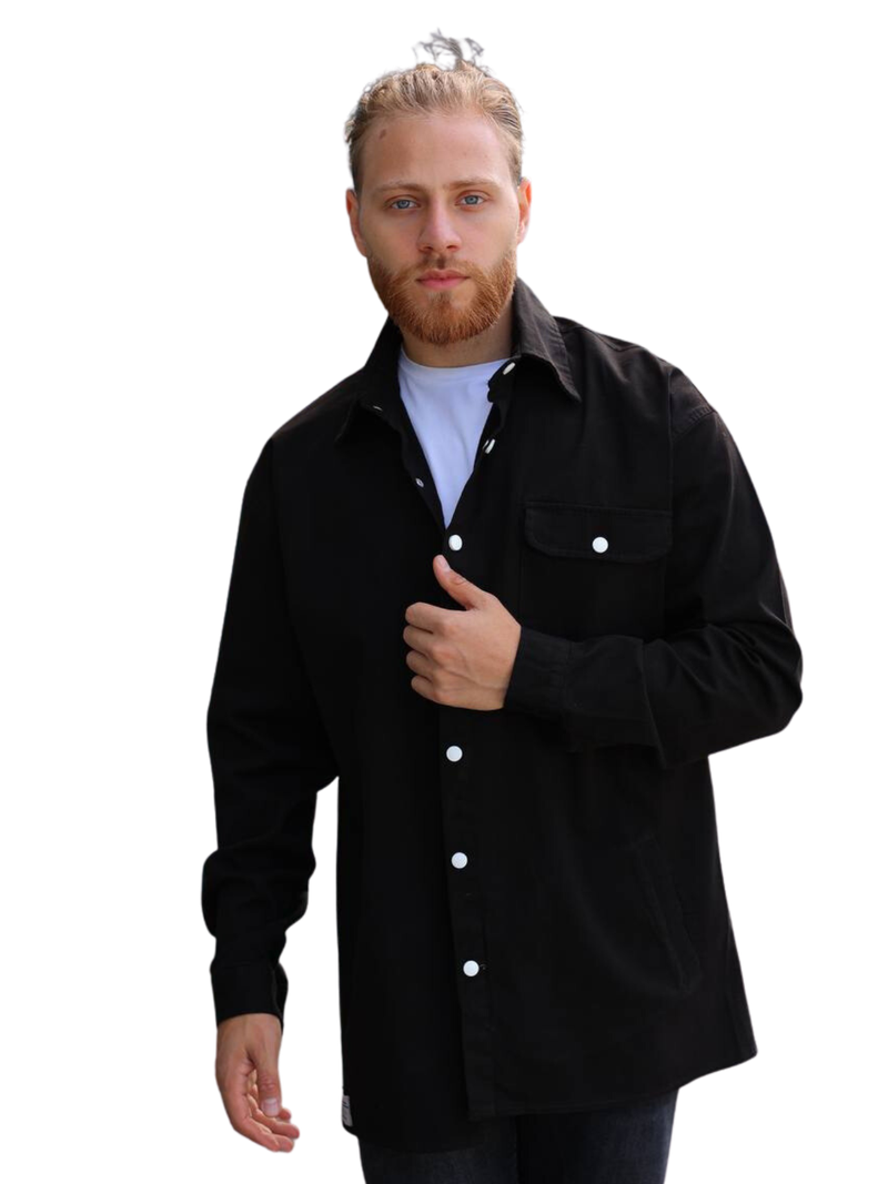 Overshirt Μαύρο με λευκά trucs