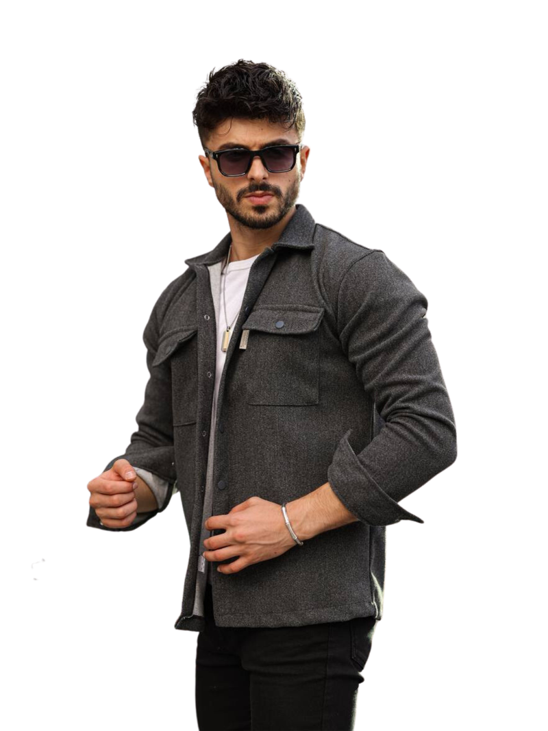 Overshirt Γκρι με 2 τσέπες με καπάκια
