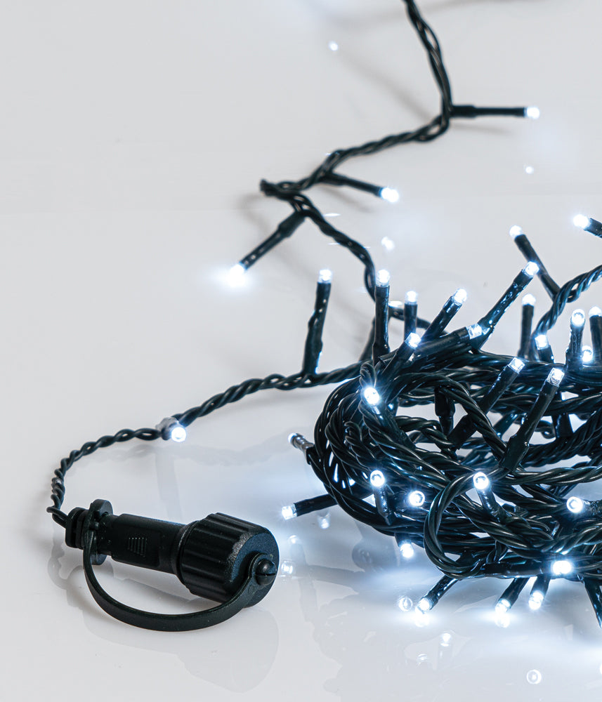 500Led Λαμπάκια Με Πρόγραμμα,Επέκταση Και Μετασχηματιστή Ip44 ,Πράσινο Καλώδιο/Λευκό Λαμπάκι (5cm Απόσταση) 25 Μέτρα (Kelvin: 6.000 - 10.000) Με Καρούλι Αποθήκευσης