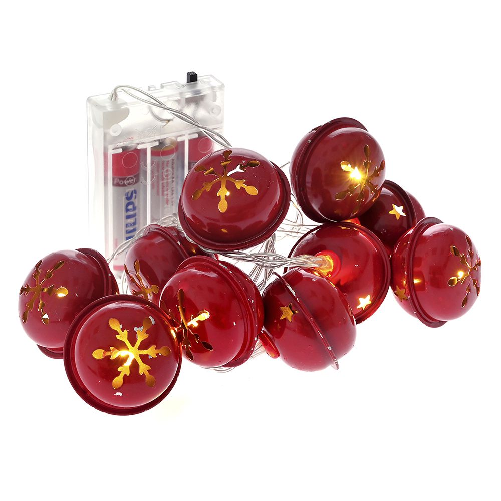 10 Κόκκινες Μεταλλικές Καμπάνες Γιρλάντα 4x155εκ.