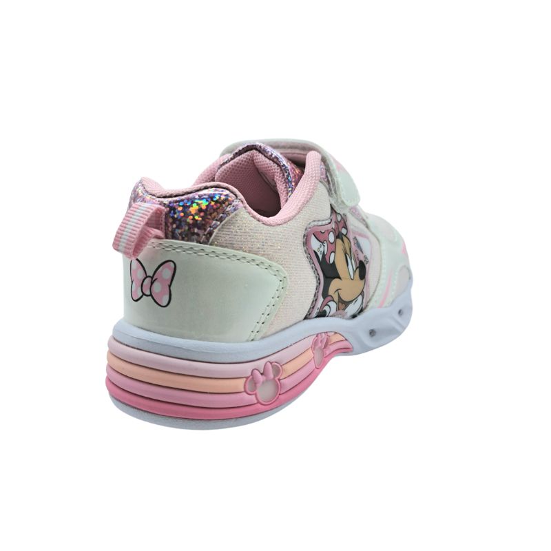 DISNEY D3010675T Minnie Mouse Sneaker για κορίτσι με φωτάκια σε συνθετικό δέρμα και ύφασμα Λευκό-Ροζ
