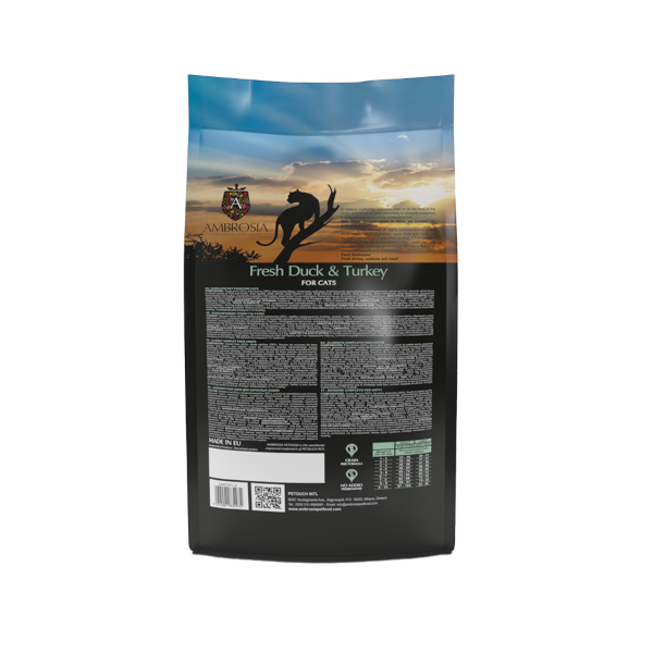 AMBROSIA Adult Sterilised Cat Fresh Duck & Turkey 1,5kg + Δώρο Παιχνίδι