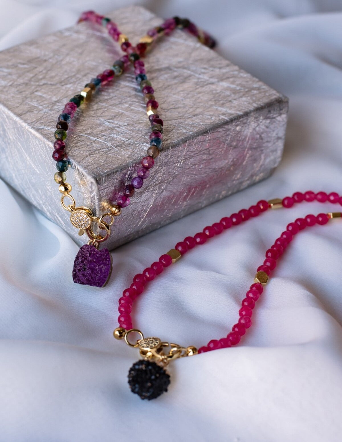 "very pink" γυναικείο κολιέ λαιμού με αχάτη