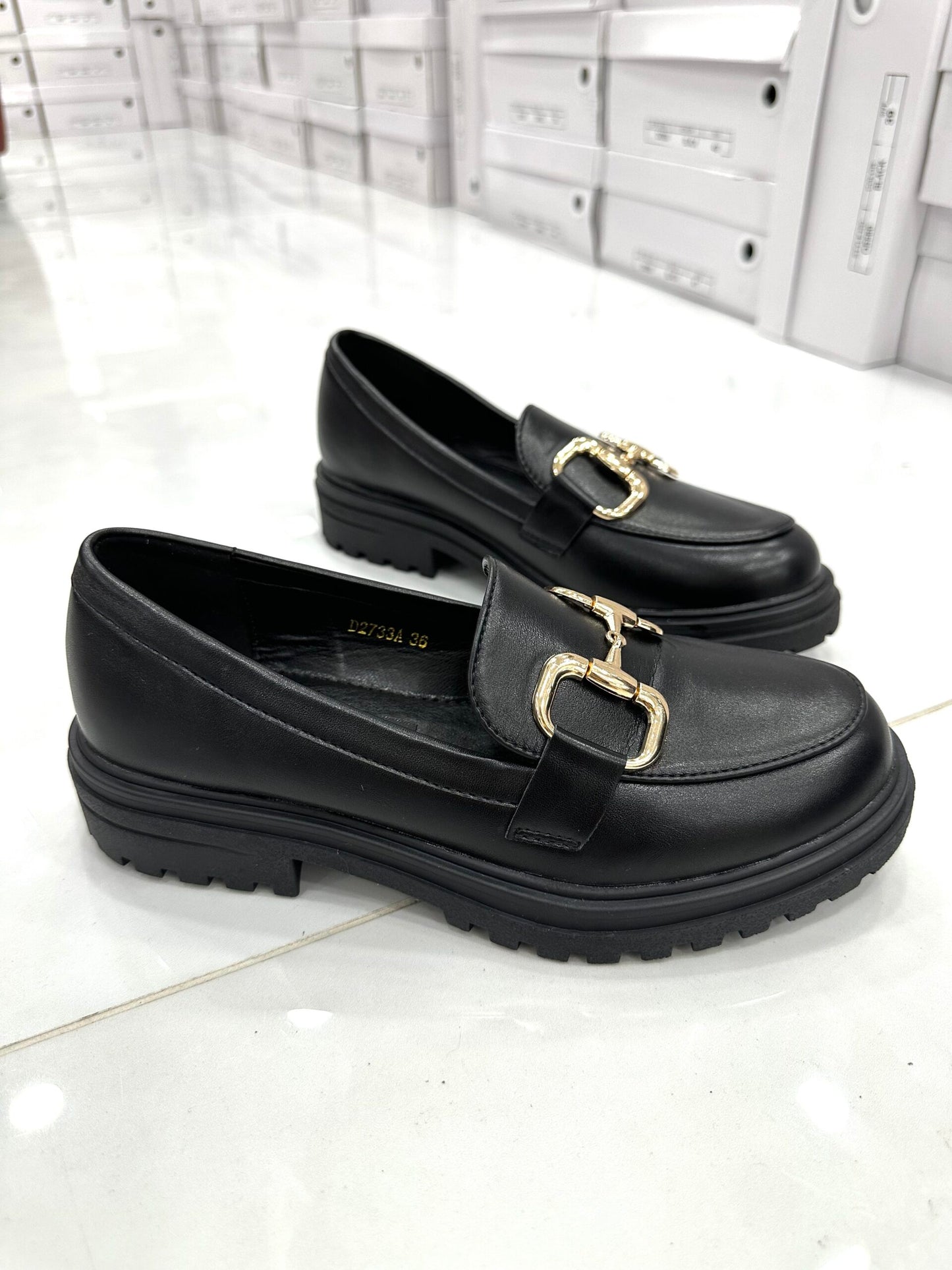 Loafer με Χρυσή Τόκα Black