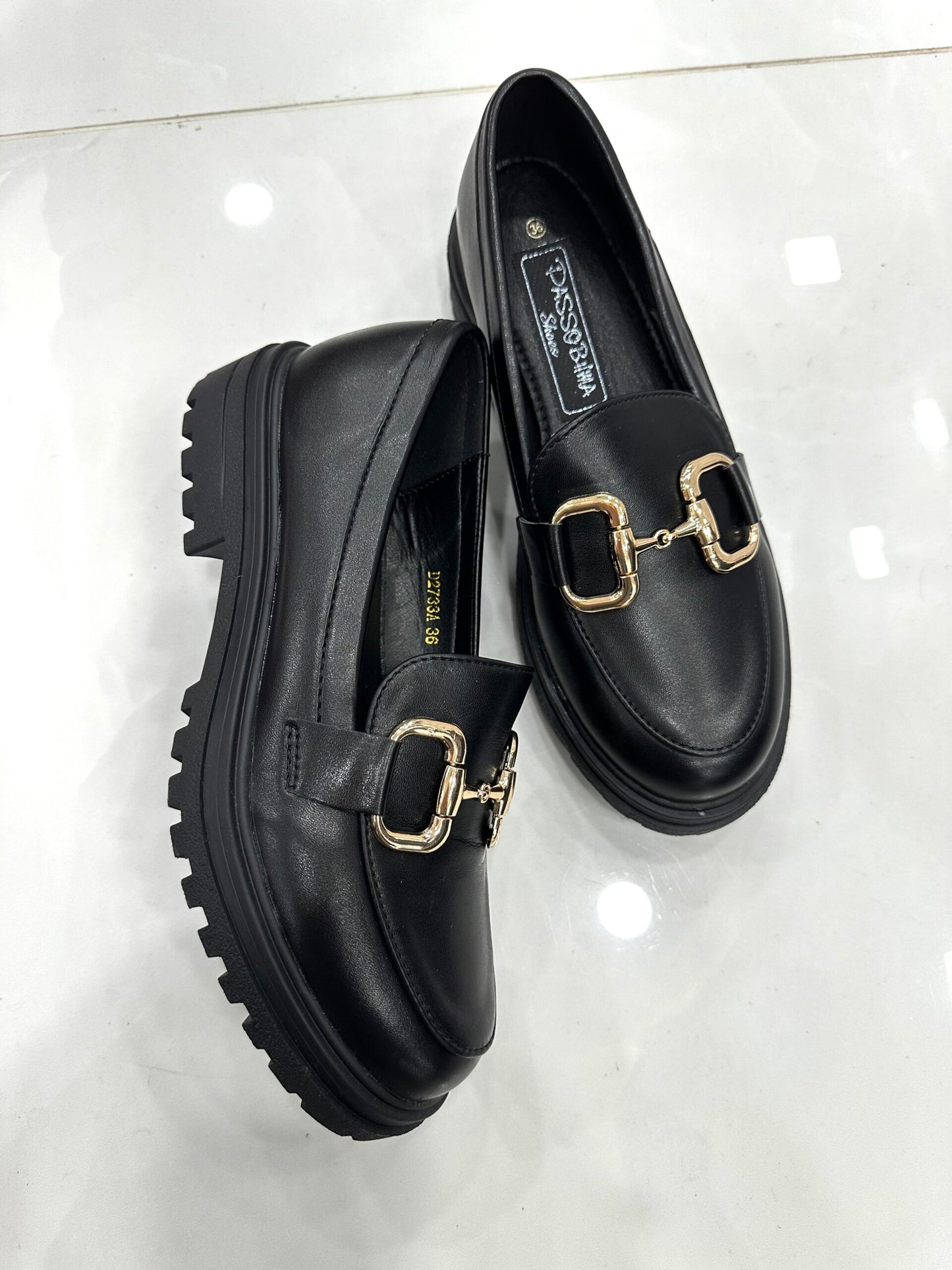 Loafer με Χρυσή Τόκα Black