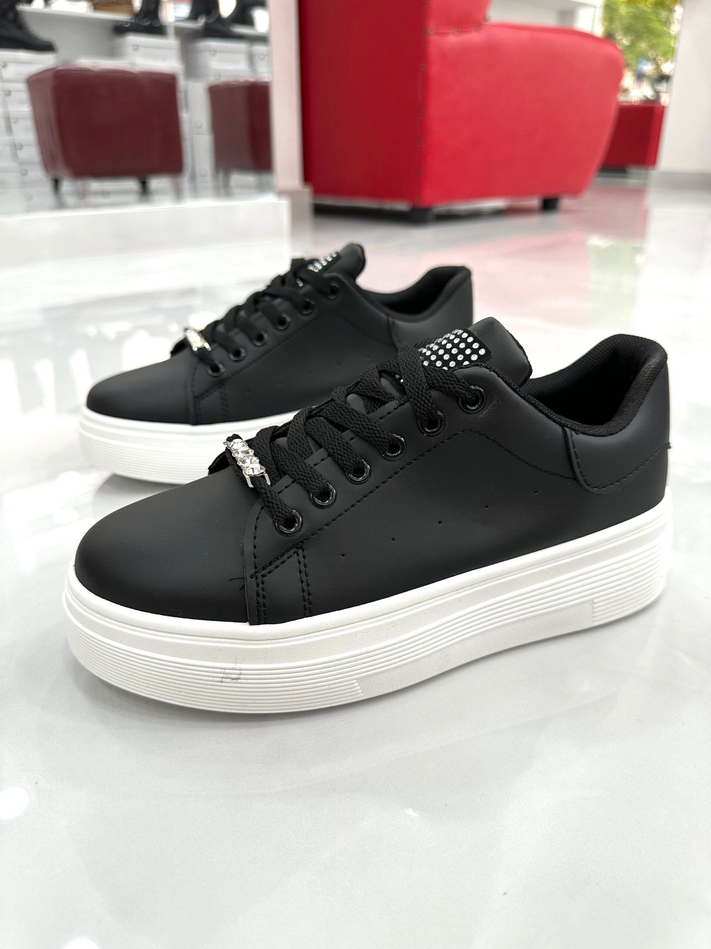 Sneaker Δίσολο με Strass Black