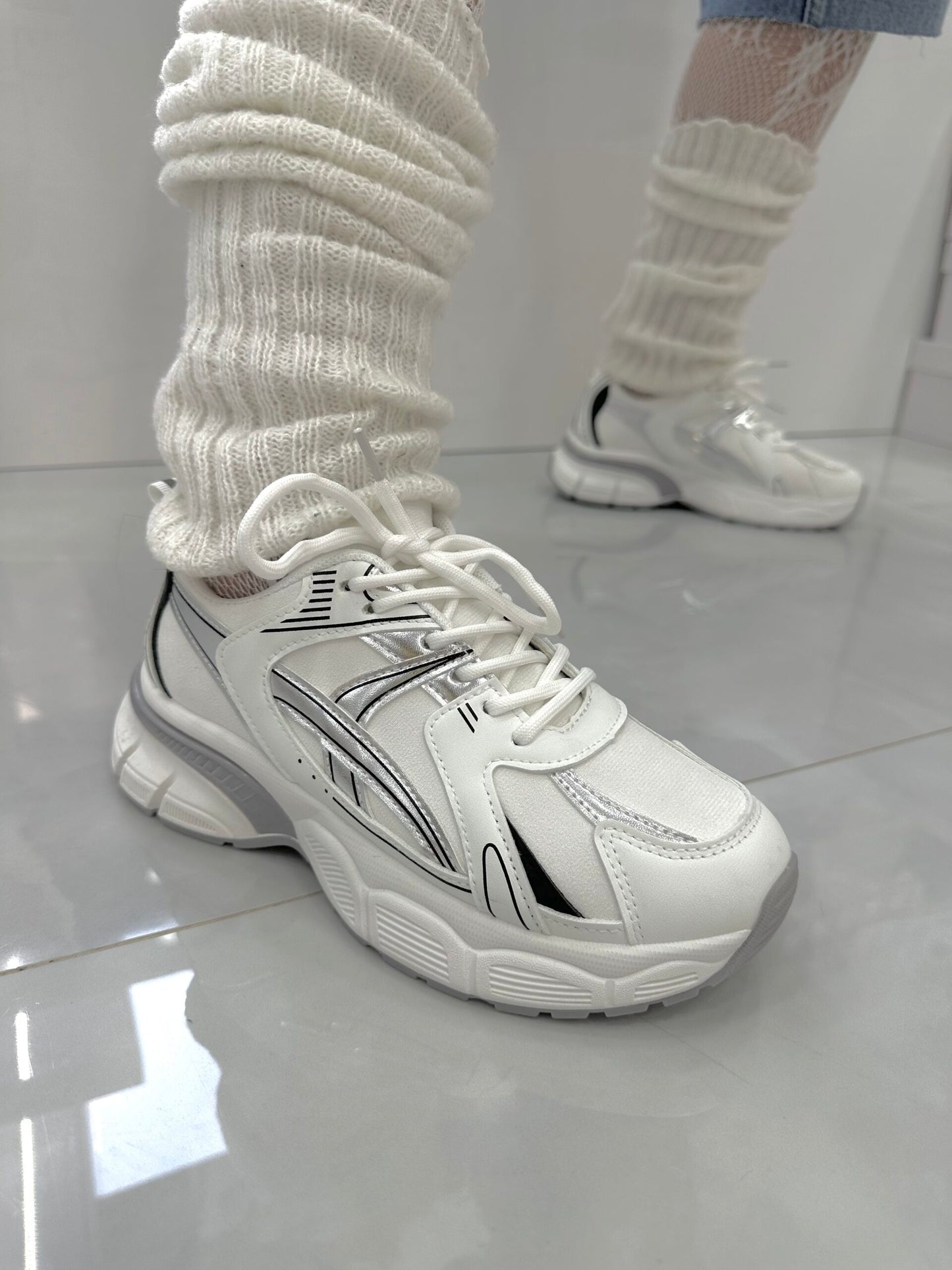 Sneaker με Αφρόσολα White/Silver