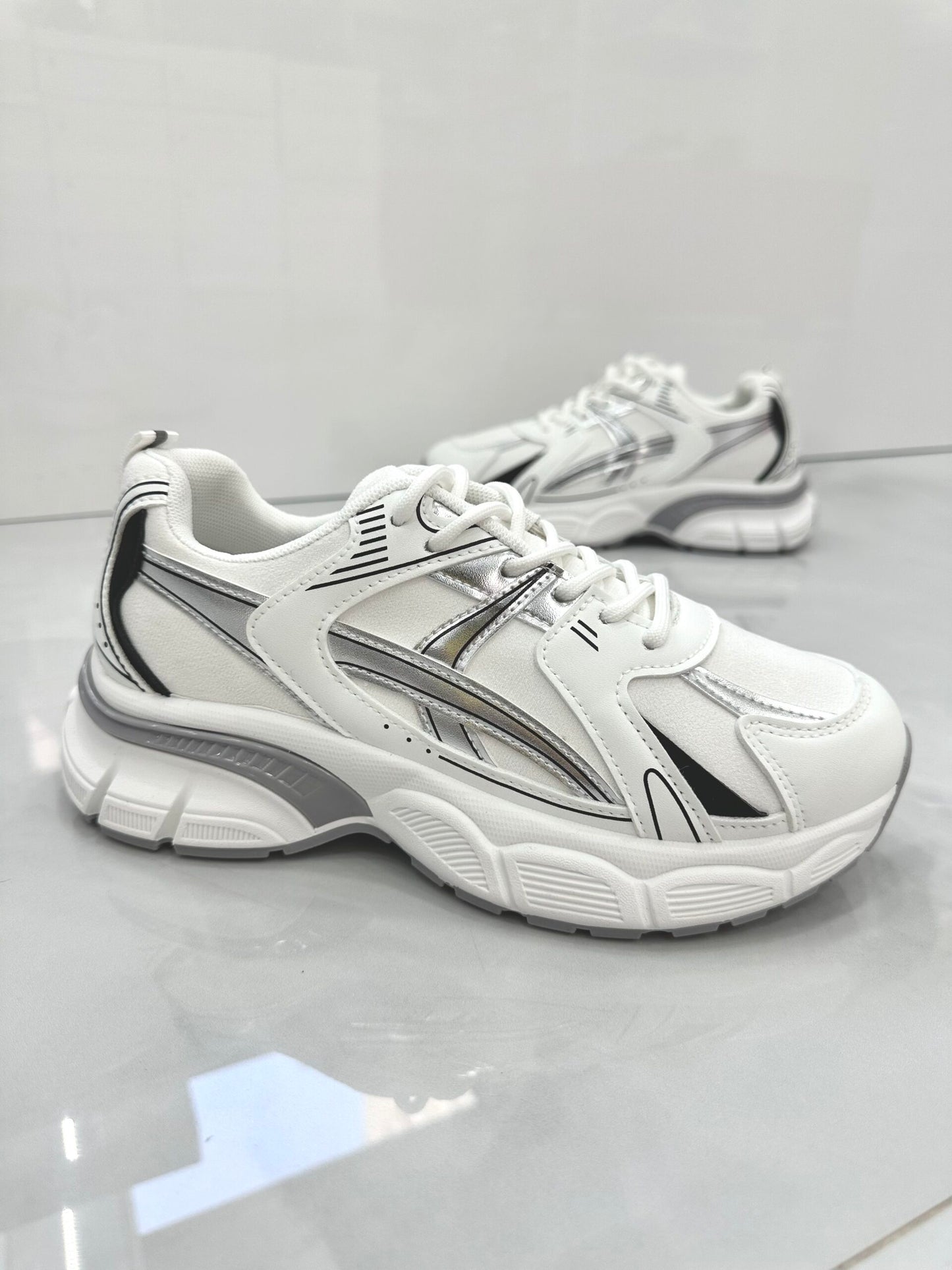 Sneaker με Αφρόσολα White/Silver