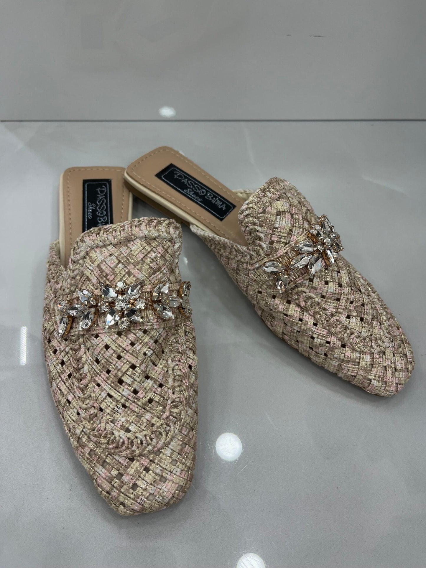 Παντοφλάκι Μοκασίνι με Πλέξη και Τρουκς Beige