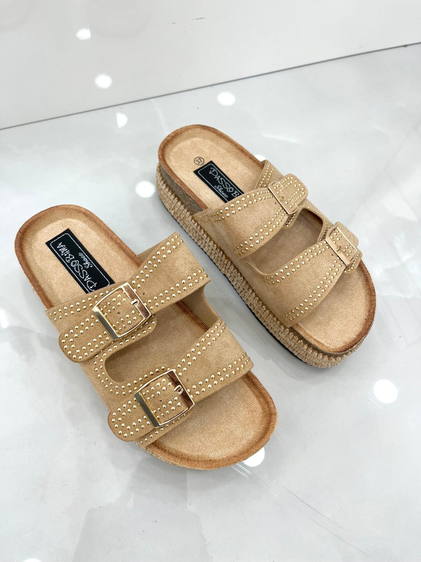 Flatform Παντόφλα με Ψάθα και Ζωνάκια Vol.2 Khaki