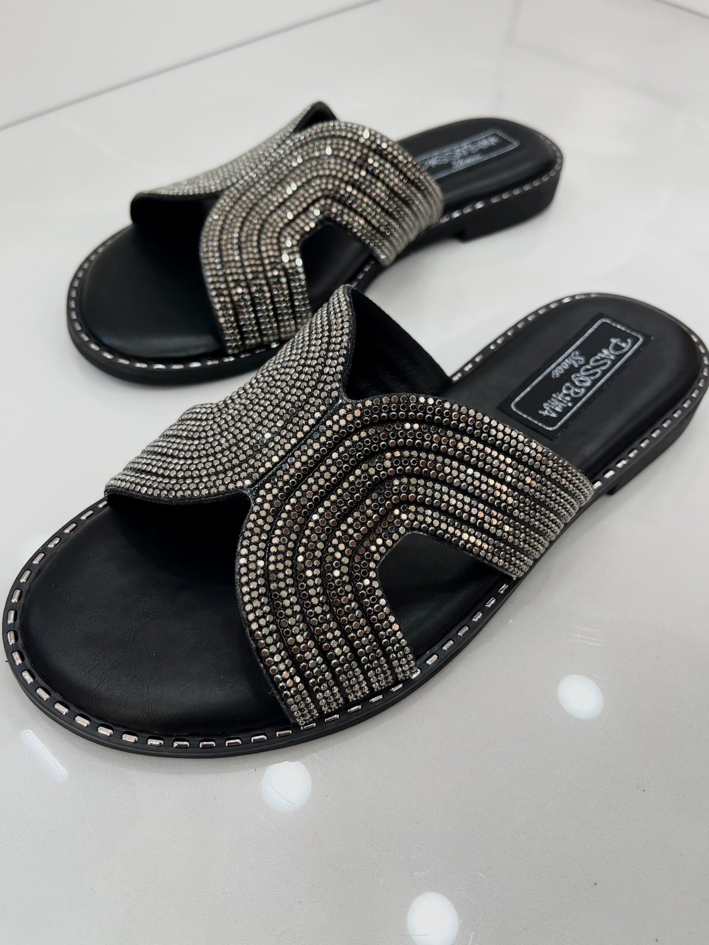 Flat Παντοφλάκια με Strass Black