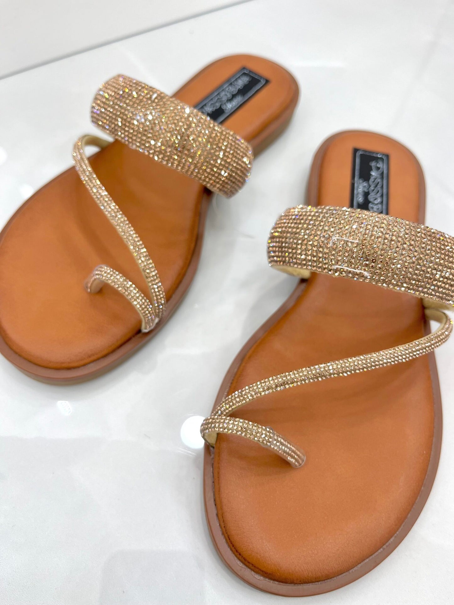 Flat Παντοφλάκια με Strass vol.2 Gold