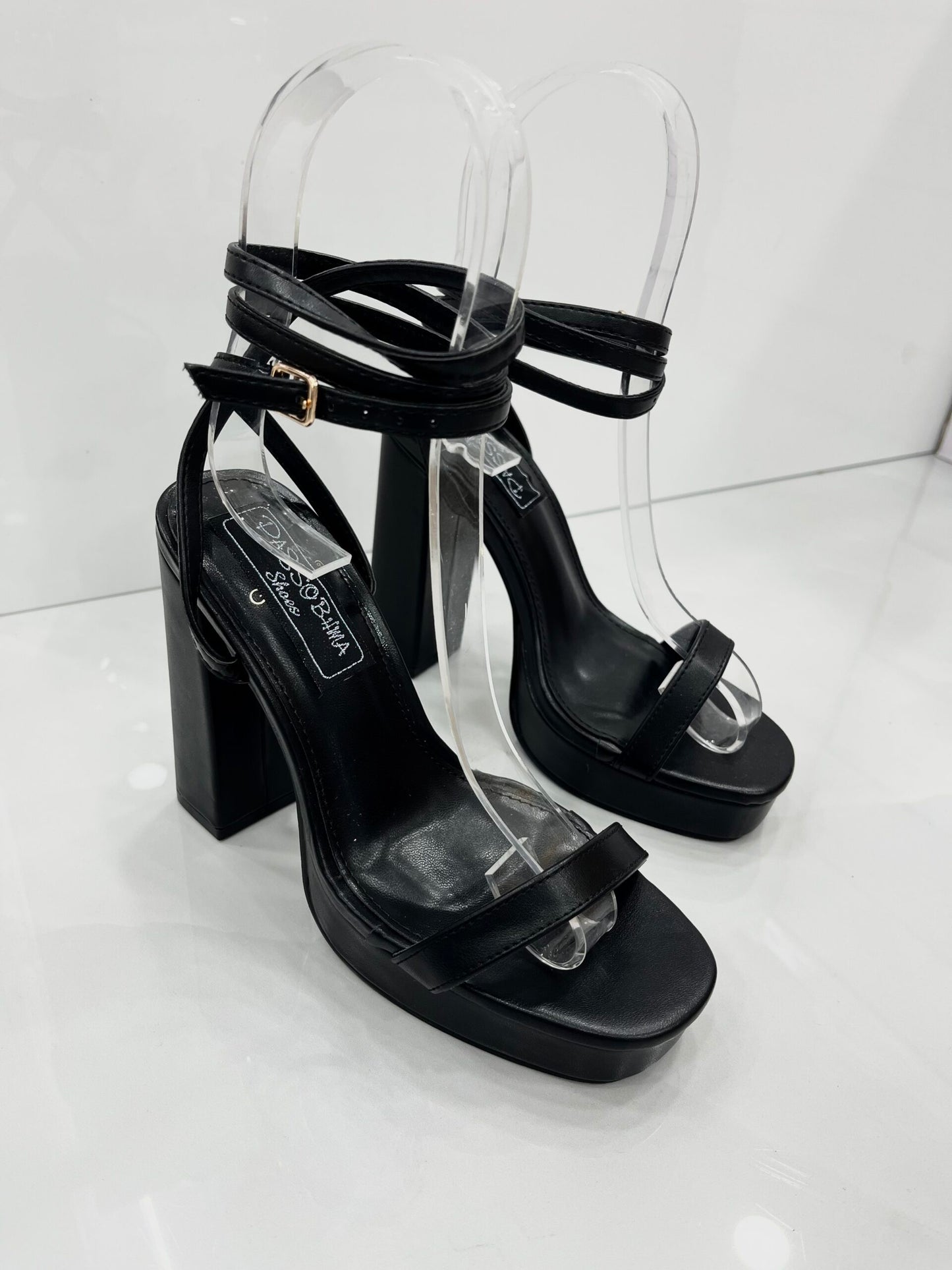High Heel Πέδιλο με Φιάπα Black