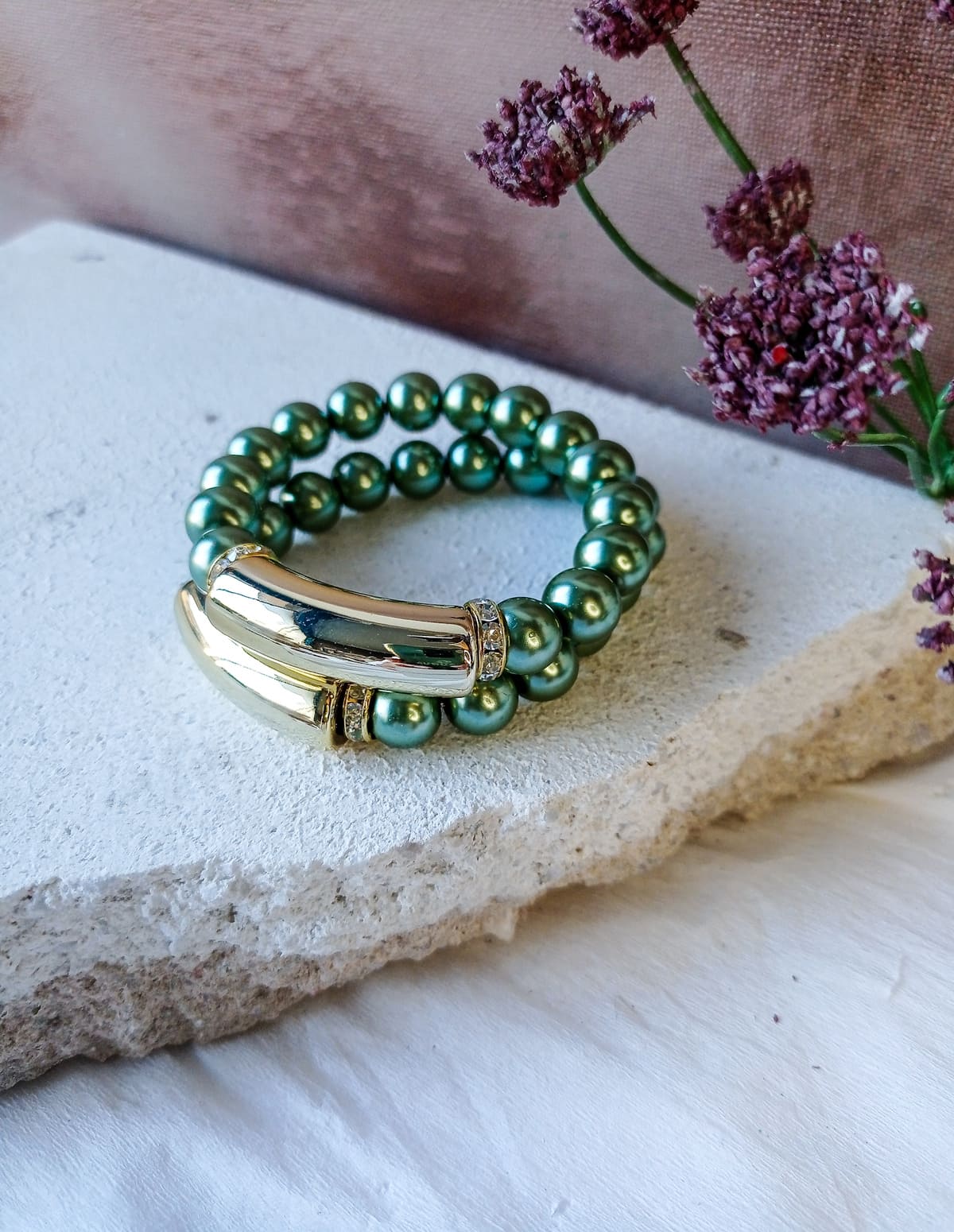 Γυναικείο Χειροποίητο Βραχιόλι "Emerald Elegance"