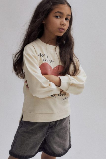 Zippy-Kids φούτερ ‘HEART’ μπεζ