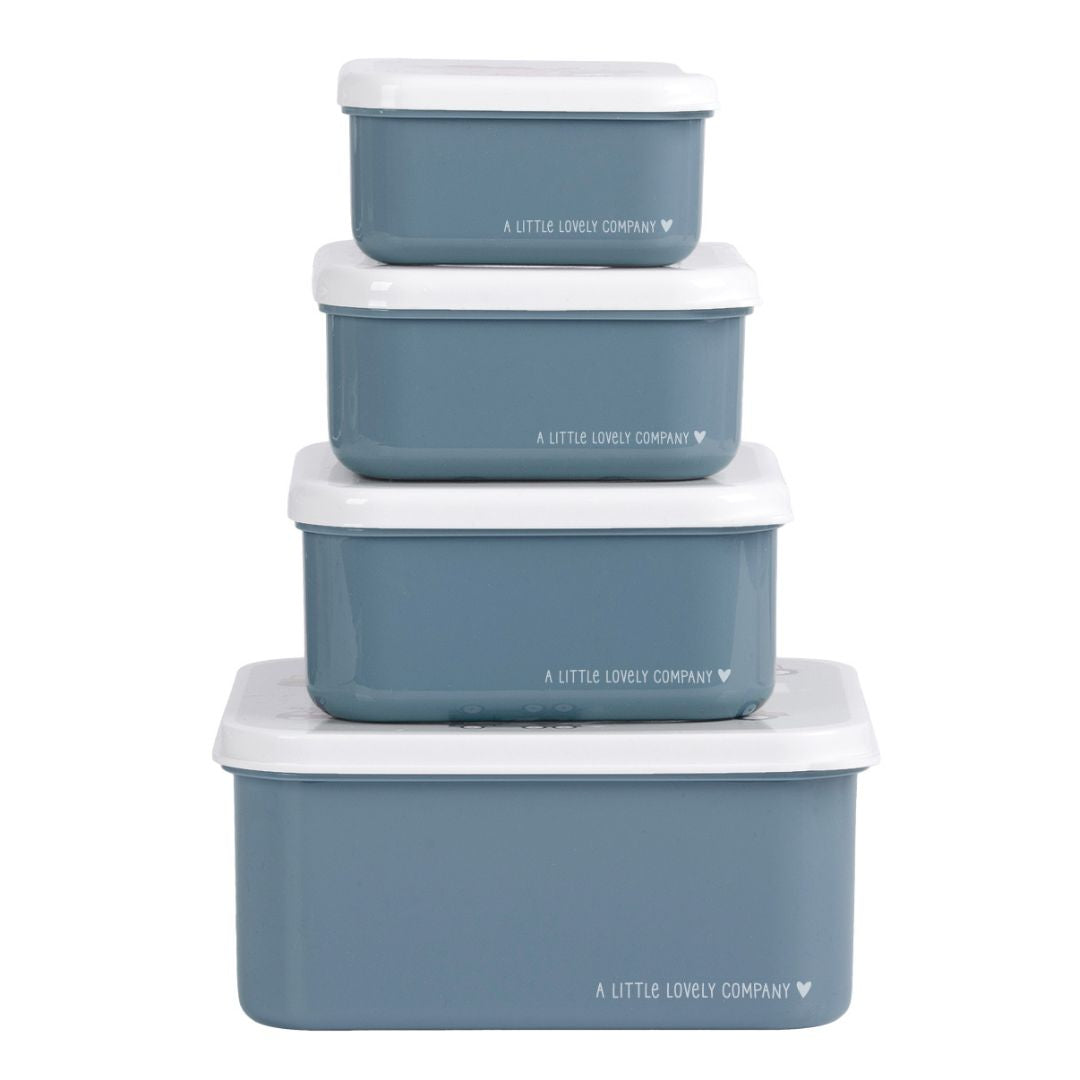 A little lovely company Σετ 4 δοχεία φαγητού Lunch & Snack Box "Vehicles" SBSEVE58
