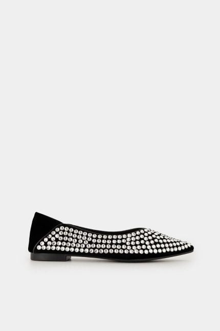 Μπαλαρίνες Aria μαύρες με strass