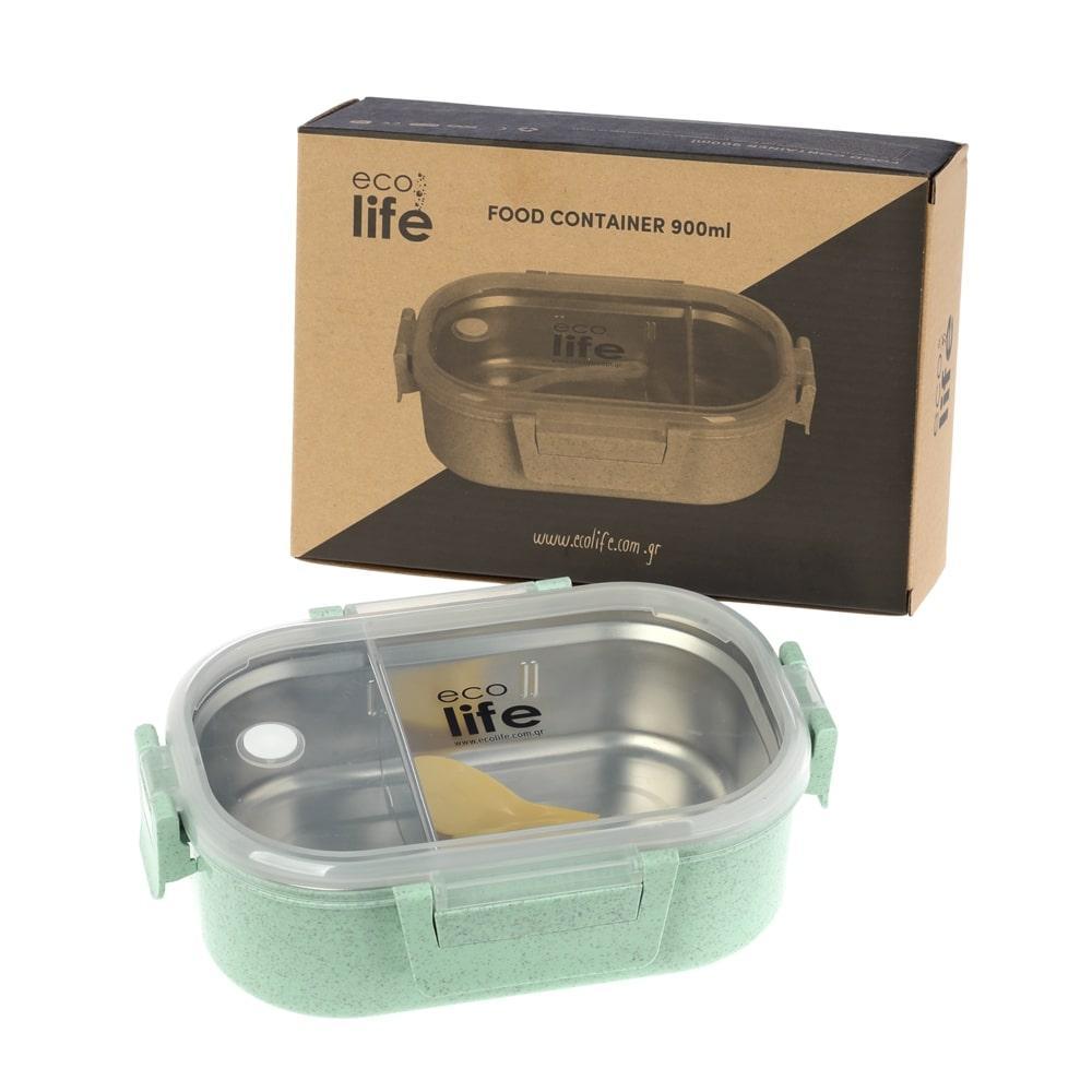 Ecolife Light Green Φαγητοδοχείο 900ml με χώρισμα 33-BO-9074