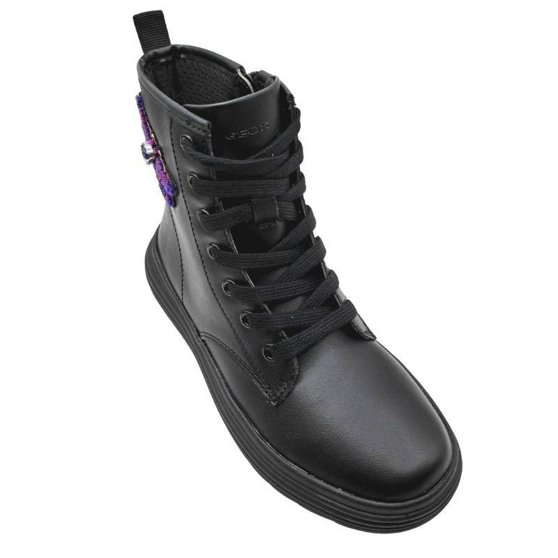 Geox J PHAOLAE G J46ETD 000BC C9997 Μποτάκι για κορίτσι δερμάτινο Μαύρο