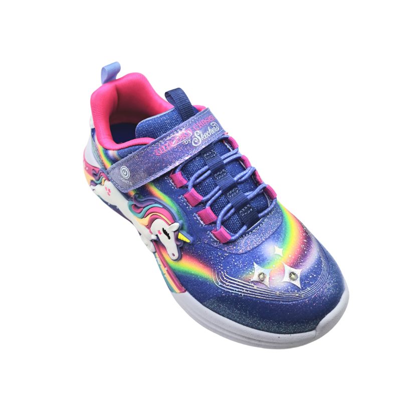 Skechers 302298L/BLMT Αθλητικό με φωτάκια μονόκερος για κορίτσι σε αδιαβροχοποιημένο ύφασμα Μπλε/Πολύχρωμο