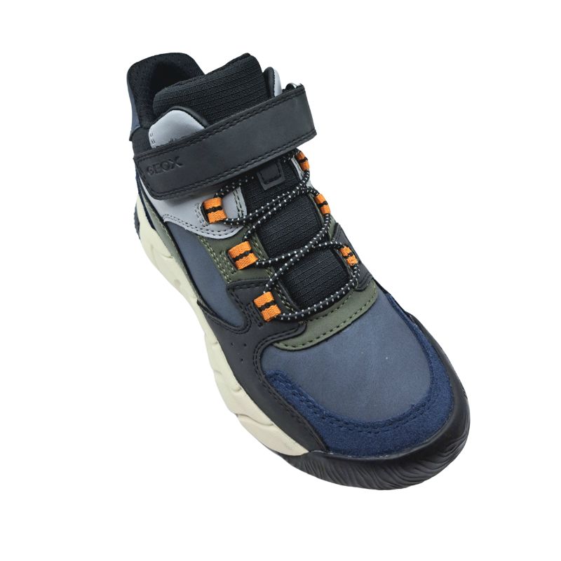 Gox J FLEXYPER PRO B ABX J56NBA 0ME22 C0033 Μποτάκι για αγόρι δερμάτινο Μπλέ-Χακί-Μαύρο
