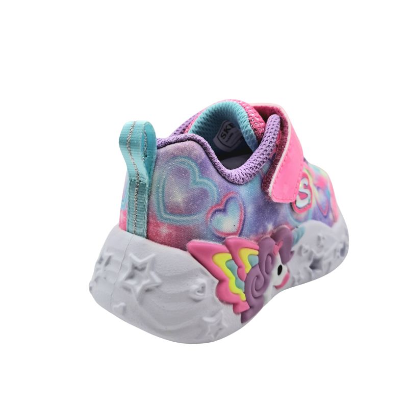 Skechers 303064N/PKMT Αθλητικό με φωτάκια για κορίτσι μονόκερος σε αδιαβροχοποιημένο ύφασμα Ροζ-Πολύχρωμο