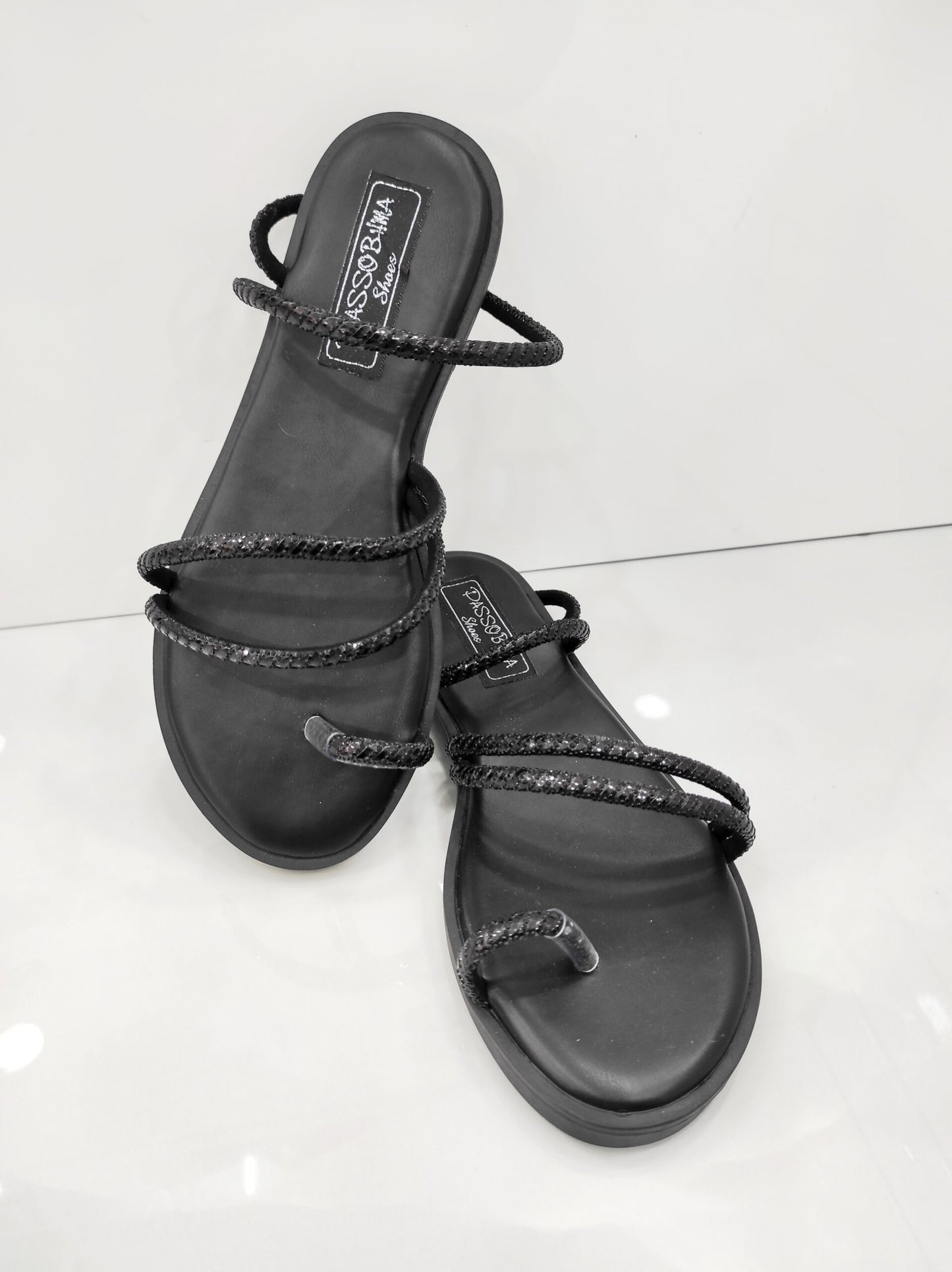 Flat Sandal με Strass Black