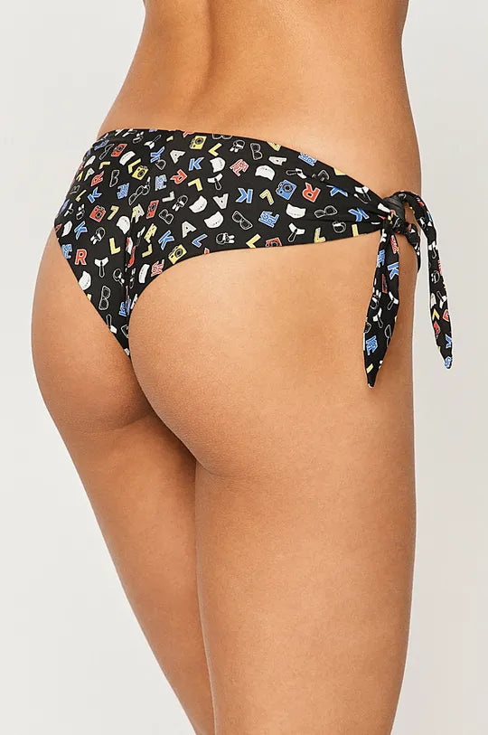 Karl Lagerfeld Bikini Slip με Κορδονάκια Μαύρο