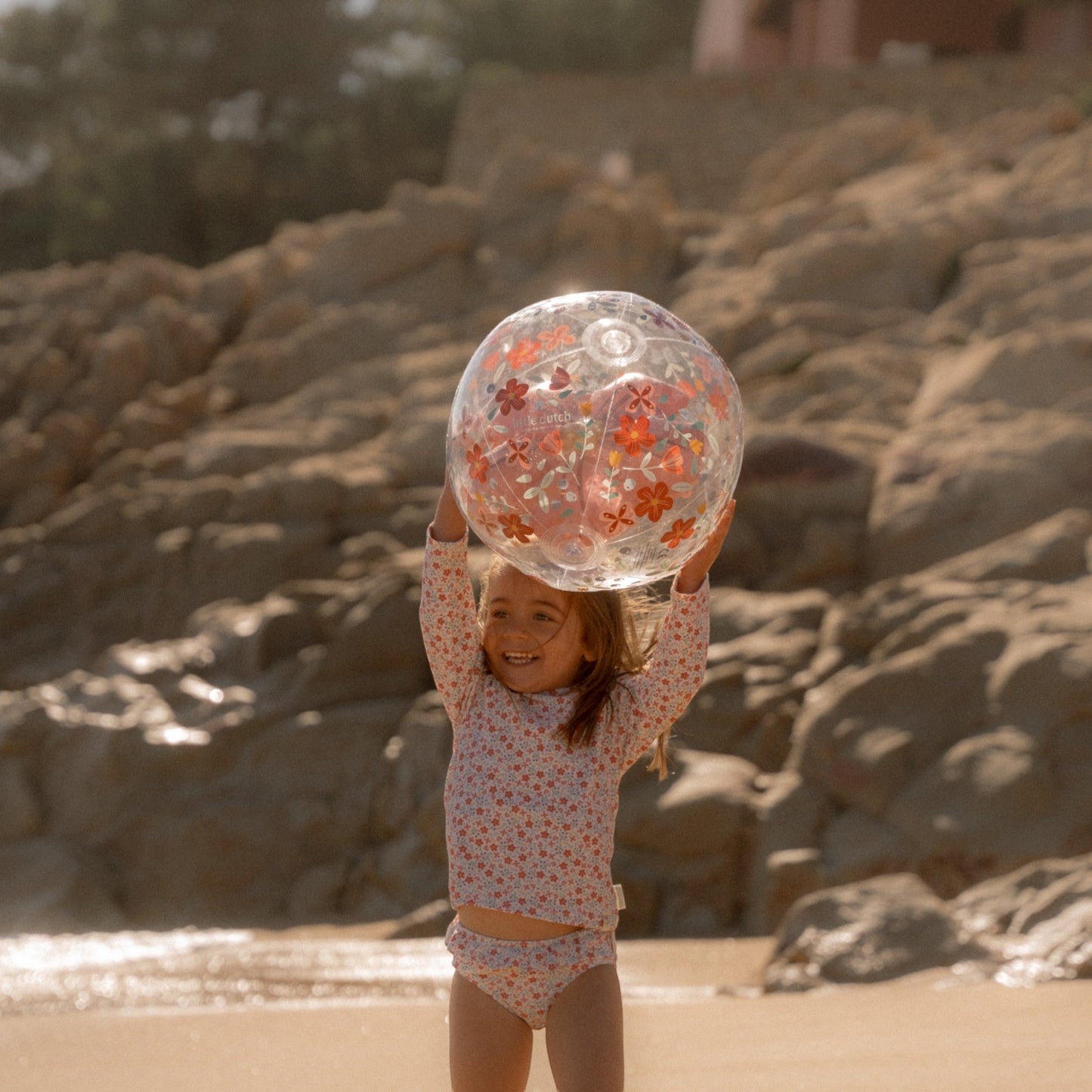 LITTLE DUTCH. Μπάλα παραλίας 3D Pink Flowers