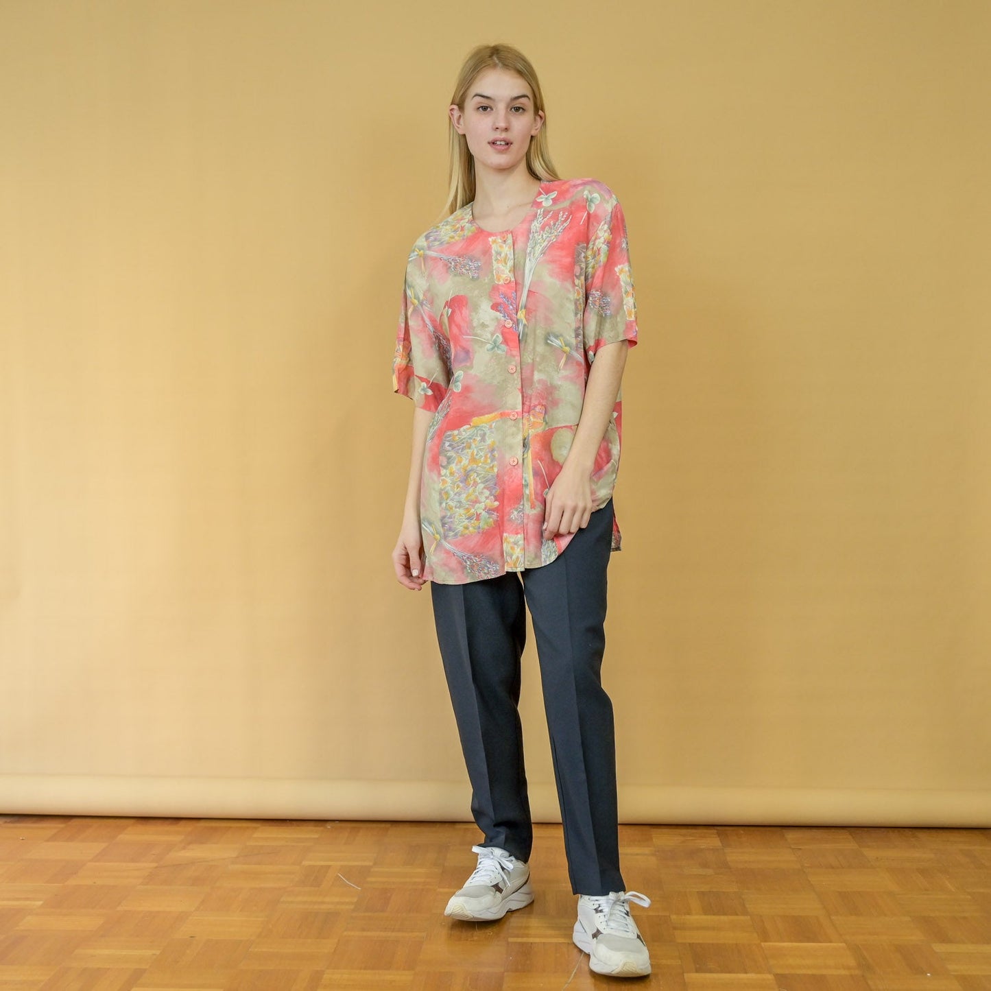 VIN-BLO-21657 Vintage πουκάμισο φλοράλ L