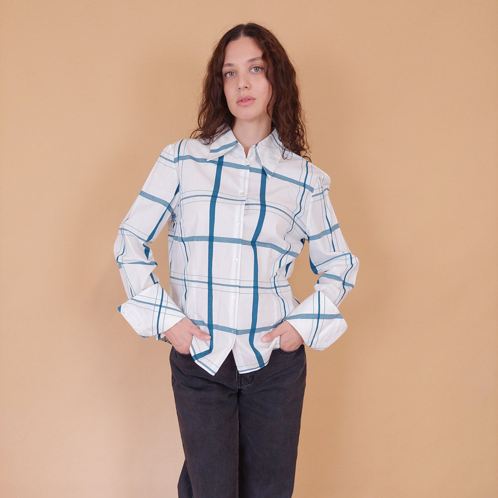 VIN-BLO-32158 Vintage πουκάμισο καρό 70s style M-L