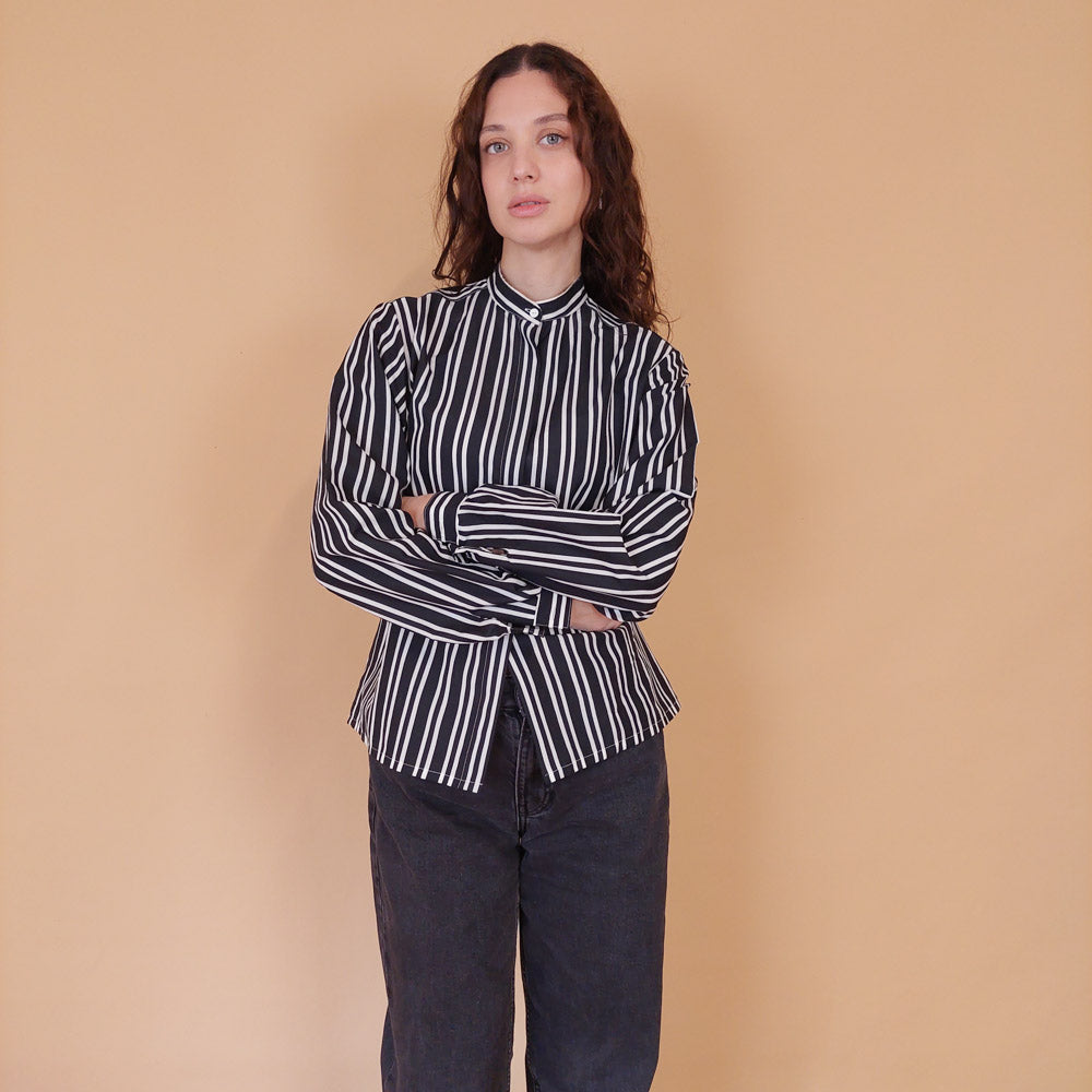 VIN-BLO-32159 Vintage πουκάμισο ριγέ M-L