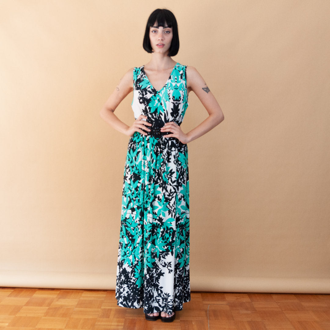 VIN-DR-24089 Vintage φόρεμα εμπριμέ L-XL