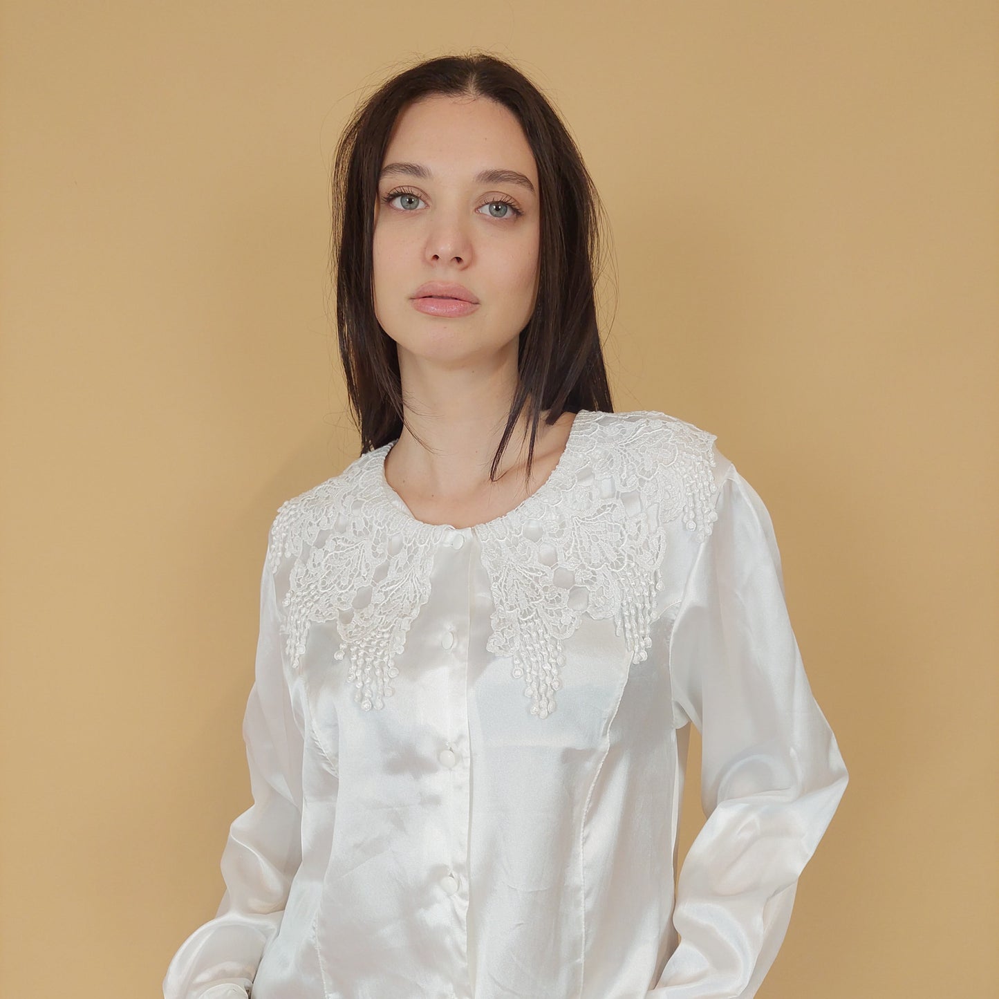 VIN-BLO-29045 Vintage λευκό πουκάμισο Μ